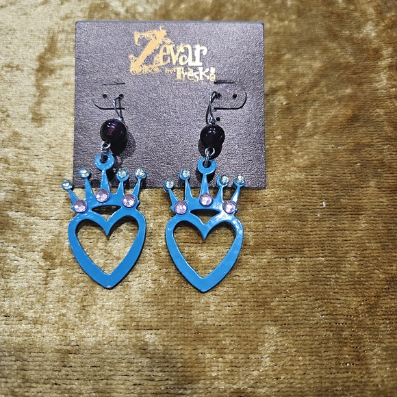 Zevar by Treska Blue Heart Earrings - Picture 2 of 2